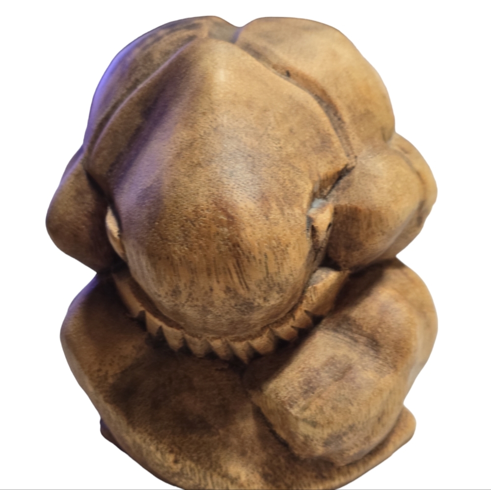 Vintage Teak wood large weeping Buddha - Picture 4 of 7